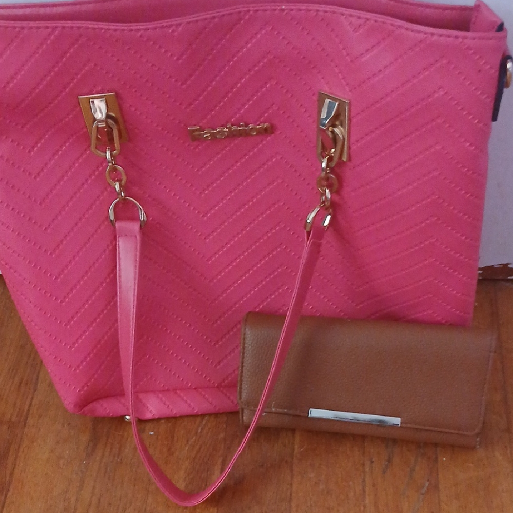 Bag And Wallet Bundle!!! Pink Purse And Brown Chic Wallet!